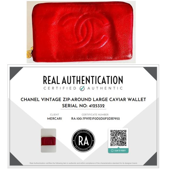 AUTH CHANEL VINTAGE ZIP-AROUND LARGE CAVIAR WALLET ITALY 4125332 WITH COA - Picture 1 of 16